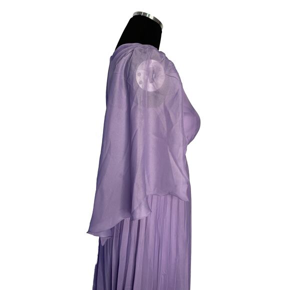 Vintage 1970s Lavender Pleated Maxi Dress with Flutter Sleeves – Size XS/S - Picture 5 of 16